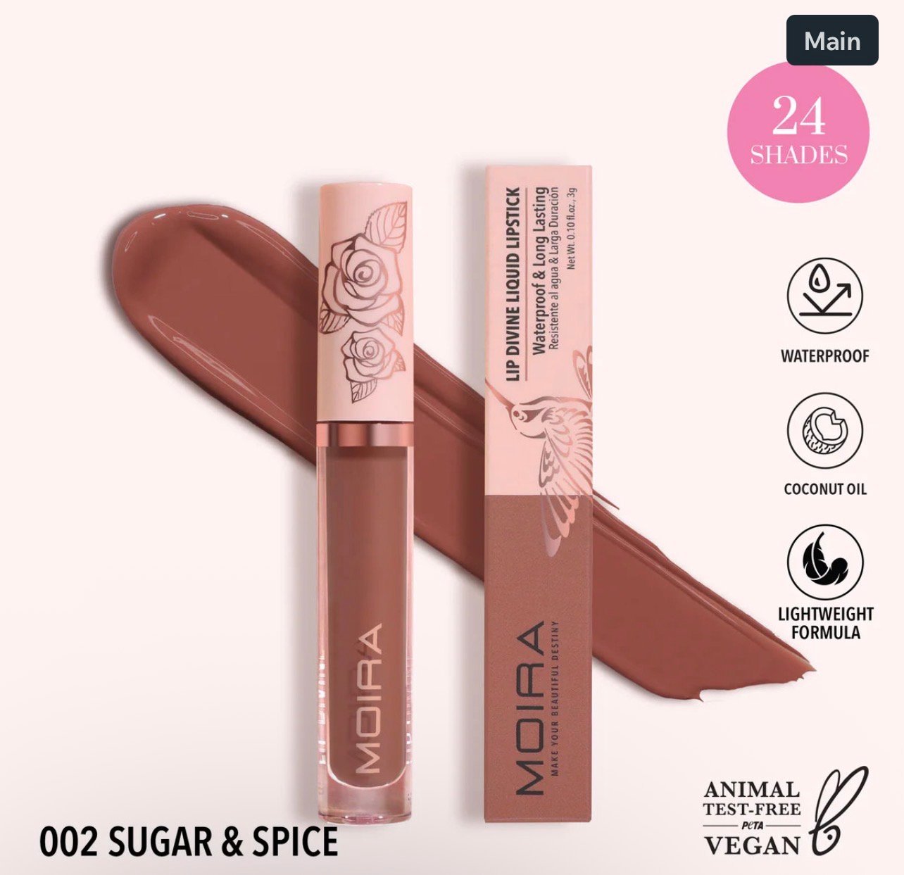 Moira LIP DIVINE LIQUID LIPSTICK (002, SUGAR & SPICE)
