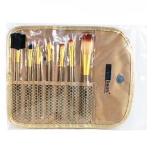 BEAUTY TREATS 7 PIECE BRUSH SET IN POUCH - GOLD